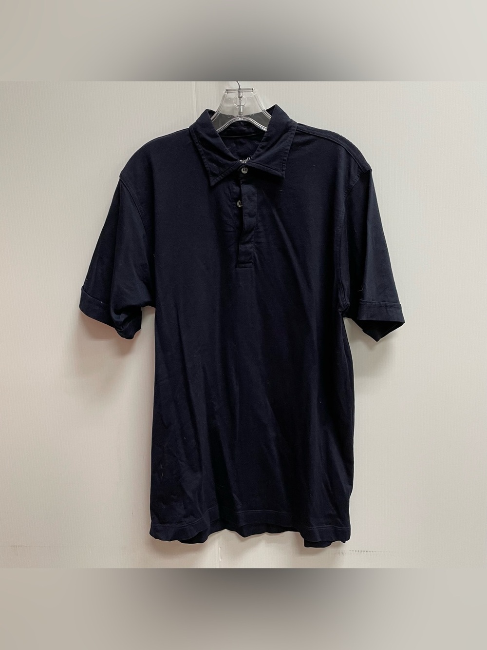 ERMENEGILDO ZEGNA POLO COLLARED SHIRT NAVY BLUE SZ MEDIUM